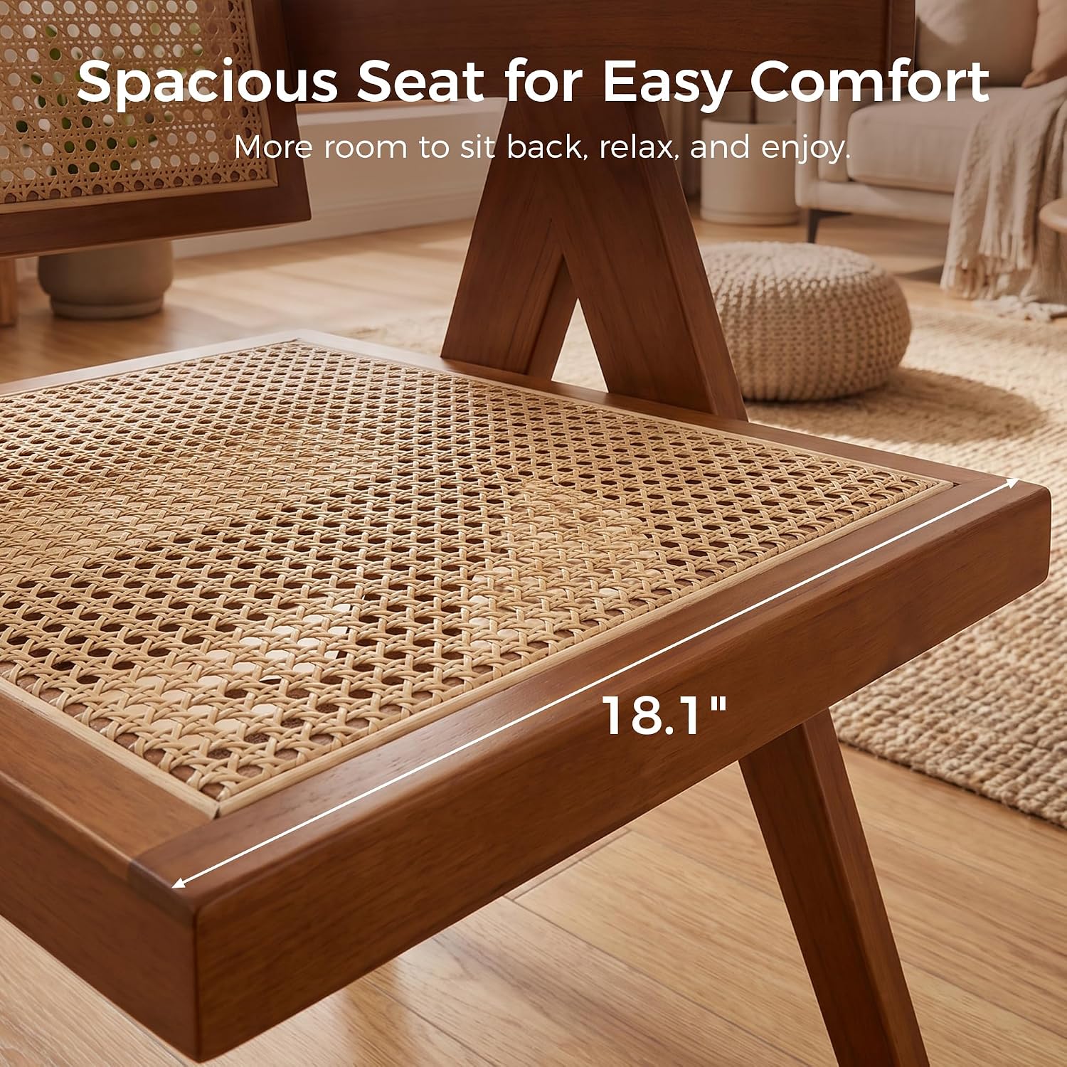 Walnut Rattan Arm Dining Chairs Set