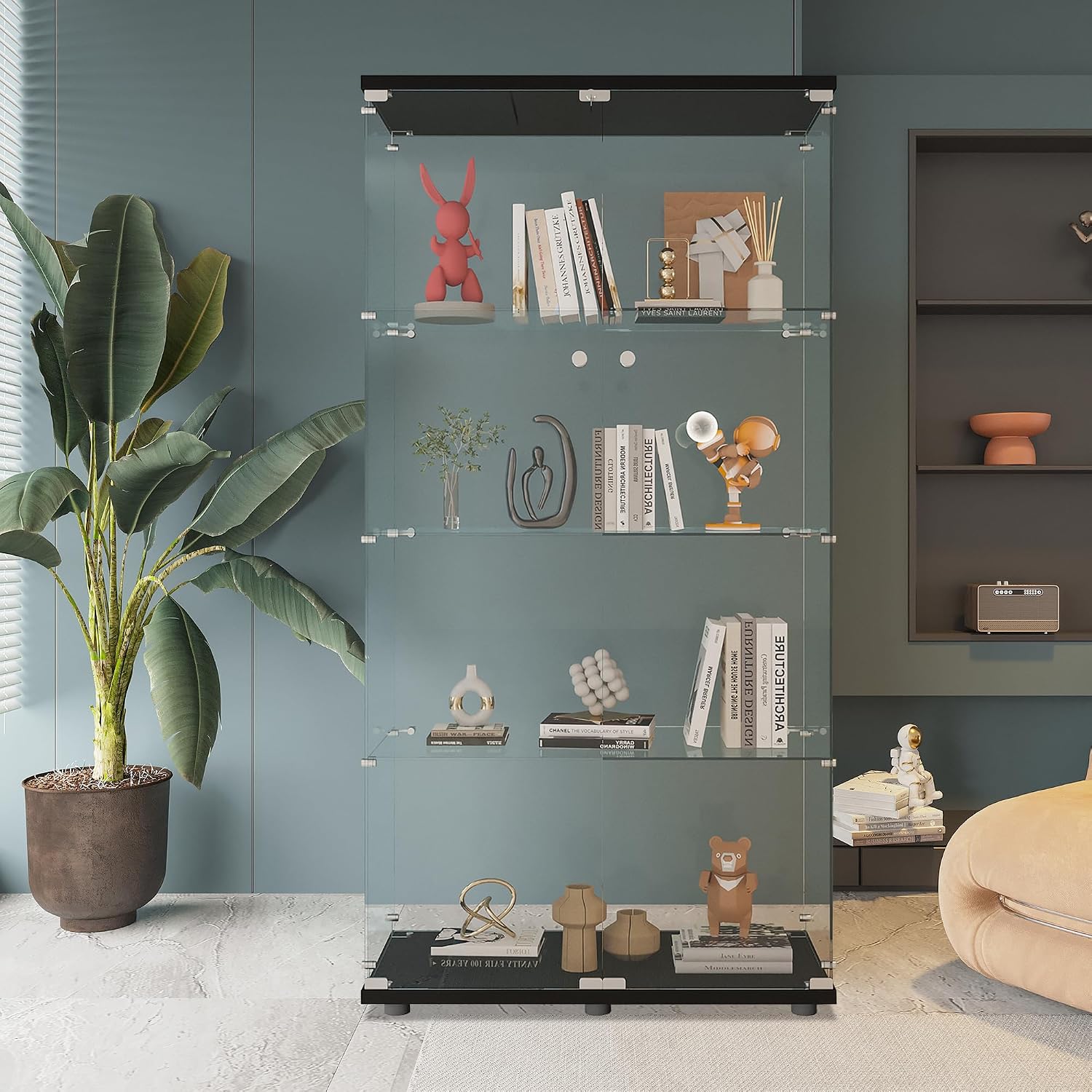 Black Tempered Glass Display Cabinet