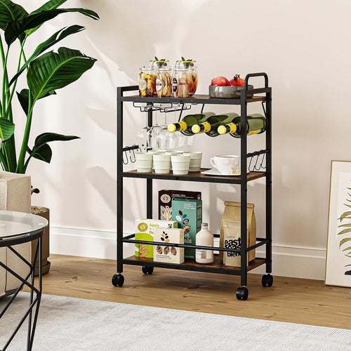 3-Tier Rolling Home Bar Serving Cart