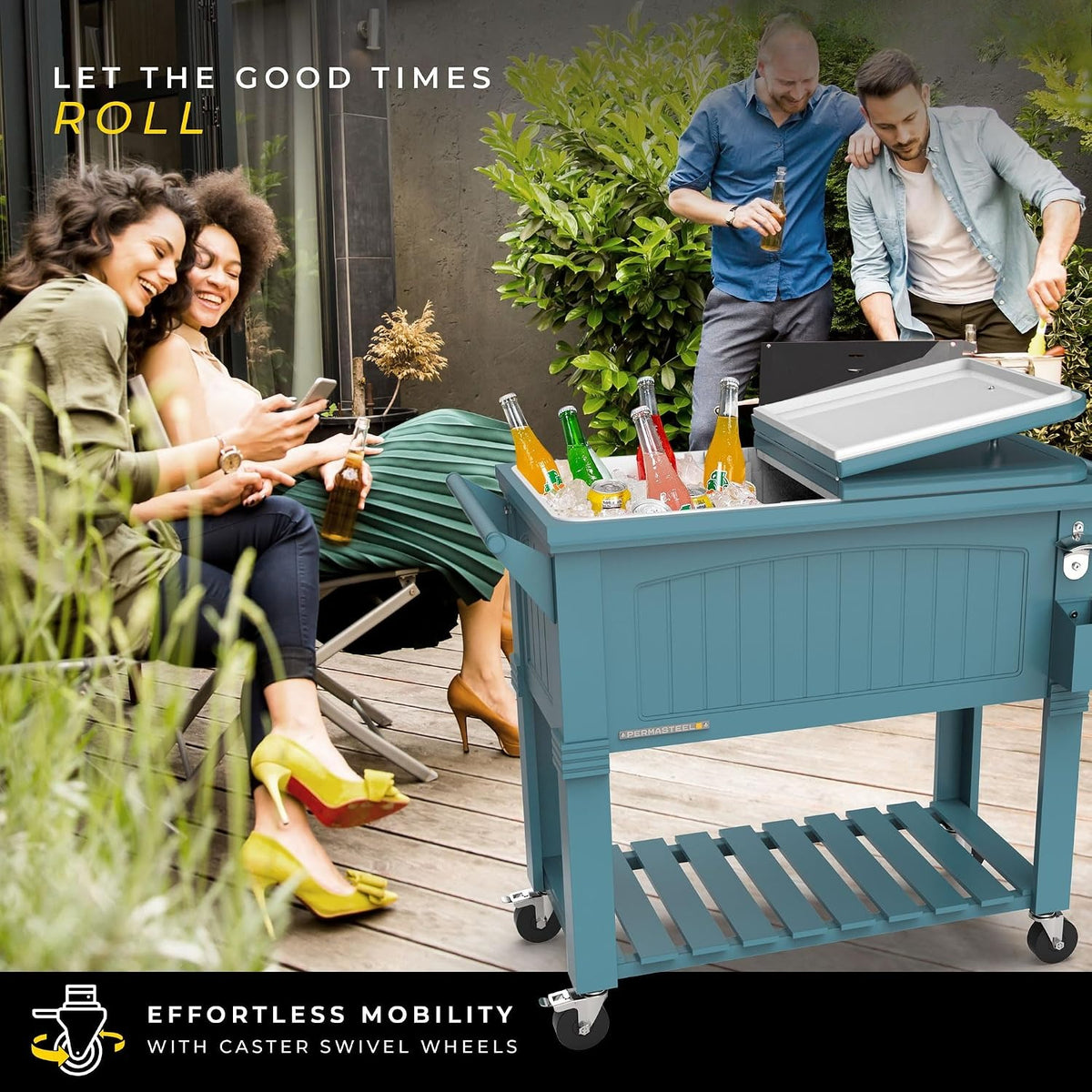 Matte Teal Rolling Party Cooler