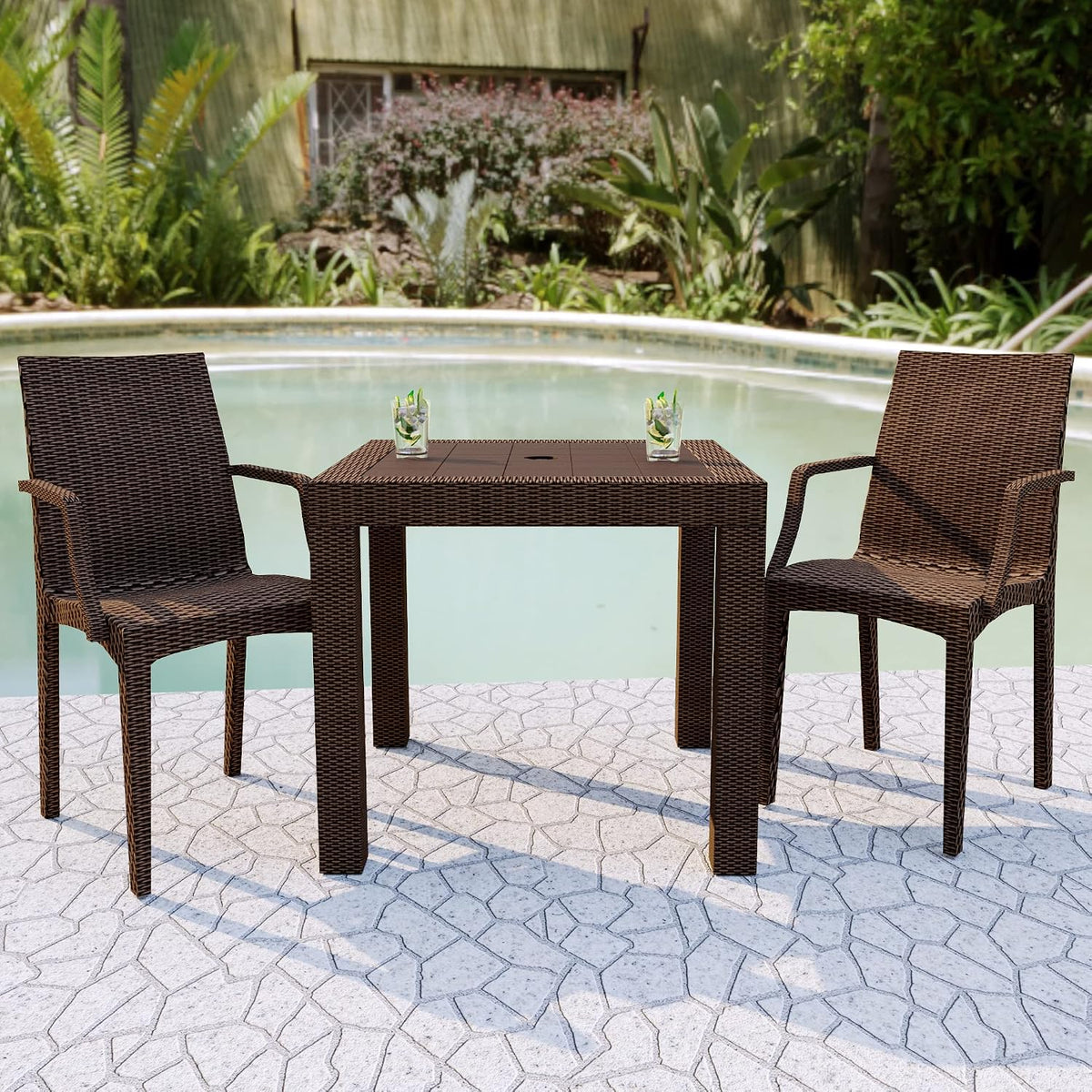 Brown Stackable Wicker Patio Chairs