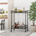 Black Glass Rolling Wine Bar Cart