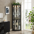 Black Lit Corner Glass Curio Cabinet