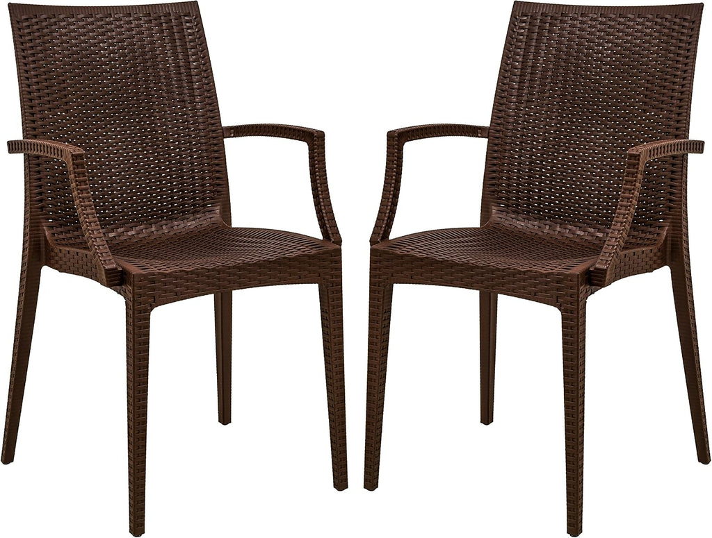 Brown Stackable Wicker Patio Chairs