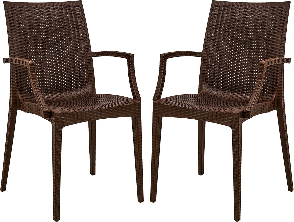Brown Stackable Wicker Patio Chairs